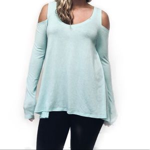 Aquamarine Cold Shoulder Top